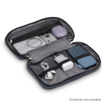 Borsa organizer per tecnologia in plastica riciclata con cerniera color blu scuro quinta vista