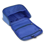 Necessaire in plastica riciclata con gancio interno per appenderlo e maniglia color blu sesta vista