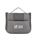 Necessaire in plastica riciclata con gancio interno per appenderlo e maniglia vista area di stampa