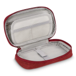 Astuccio organizer compatto per accessori tecnologici color rosso scuro quarta vista