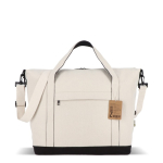 Borsa da viaggio in cotone e fibre riciclate con manici corti e lunghi color beige quarta vista