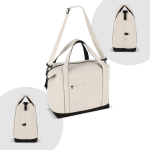 Borsa da viaggio in cotone e fibre riciclate con manici corti e lunghi color beige ottava vista