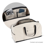 Borsa da viaggio in cotone e poliestere con tasca frontale e laterale color beige quinta vista