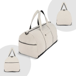 Borsa da viaggio in cotone e poliestere con tasca frontale e laterale color beige ottava vista