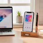 Supporto multifunzionale in bambù naturale con amplificatore acustico vue d'ambiance