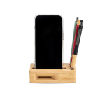 Supporto multifunzionale in bambù naturale con amplificatore acustico vue 1