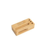 Supporto multifunzionale in bambù naturale con amplificatore acustico vue avec logo imprimé