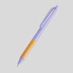 Penna a sfera con clip traslucida e impugnatura in bambù, inchiostro nero