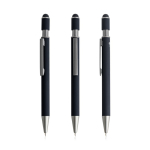Penna in alluminio riciclato con spinner e puntatore touch, inchiostro blu color nero vue 11
