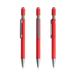Penna in alluminio riciclato con spinner e puntatore touch, inchiostro blu color rosso