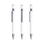 Penna in alluminio riciclato con spinner e puntatore touch, inchiostro blu color bianco