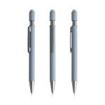Penna in alluminio riciclato con spinner e puntatore touch, inchiostro blu color grigio chiaro