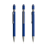 Penna in alluminio riciclato con spinner e puntatore touch, inchiostro blu color blu mare