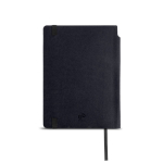 Blocco A5 in pelle sintetica riciclata con copertina flessibile, pagine lisce color nero vue 2