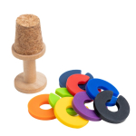 Tappo in sughero per bottiglia con anelli colorati segnabicchiere vue 3