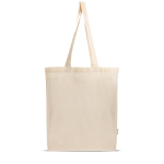Borsa in cotone e plastica riciclati con soffietto sul fondo 140 g/m2 color beige