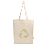 Borsa in cotone e plastica riciclati con soffietto 140 g/m² vue avec logo imprimé