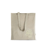 Borsa in cotone riciclato melange con manici lunghi, resistenza 8 kg vue avec logo imprimé