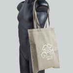 Borsa in cotone riciclato melange con manici lunghi, resistenza 8 kg