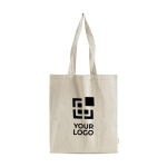 Borsa in cotone riciclato melange con manici lunghi, resistenza 8 kg vue d'impression