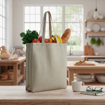 Borsa in cotone riciclato mélange con manici lunghi 150 g/m² vue 1