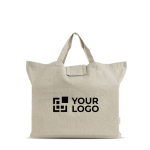 Borsa pieghevole in cotone riciclato con soffietto e manici corti 150 g/m² vue d'impression