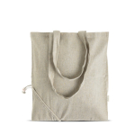 Borsa pieghevole in cotone riciclato mélange con manici lunghi 150 g/m² color verde oliva