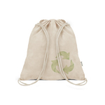 Zaino a coulisse in cotone e plastica riciclati 140 g/m2 vue avec logo imprimé