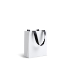 Borsa di carta premium con finitura opaca e manici in tessuto resistente 4kg color bianco vue 2