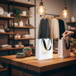 Borsa di carta premium con finitura opaca e manici in tessuto resistente 4kg vue 3