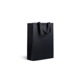 Borsa di carta premium con finitura opaca e manici in tessuto resistente 7kg color nero vue 2