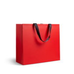 Borsa di carta premium opaca con soffietto e manici in tessuto resistente 9kg color rosso vue 2