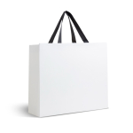 Borsa di carta premium opaca con soffietto e manici in tessuto resistente 9kg color bianco vue 1