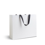 Borsa di carta premium opaca con soffietto e manici in tessuto resistente 9kg color bianco vue 2