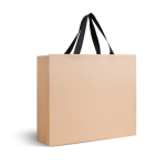 Borsa di carta premium opaca con soffietto e manici in tessuto resistente 9kg color beige vue 1