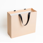 Borsa di carta premium opaca con soffietto e manici in tessuto resistente 9kg color beige vue 3