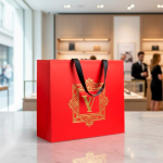 Borsa di carta premium opaca con soffietto e manici in tessuto resistente 9kg vue 1