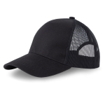 Cappellino trucker a 5 pannelli con chiusura snapback e visiera curva 250 g/m2 color nero vue 2
