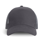Cappellino trucker a 5 pannelli con chiusura snapback e visiera curva 250 g/m2 color grigio scuro