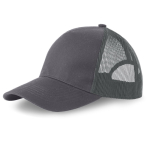 Cappellino trucker a 5 pannelli con chiusura snapback e visiera curva 250 g/m2 color grigio scuro vue 2