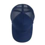 Cappellino trucker a 5 pannelli con chiusura snapback e visiera curva 250 g/m2 color blu mare vue 3