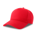 Cappellino da baseball strutturato a 5 pannelli con chiusura in velcro color rosso