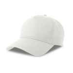 Cappellino da baseball strutturato a 5 pannelli con chiusura in velcro color bianco