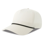 Cappellino da baseball a 5 pannelli con cordino a contrasto e chiusura snapback color bianco