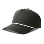 Cappellino da baseball a 5 pannelli con cordino a contrasto e chiusura snapback color grigio scuro