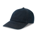 Cappellino da baseball ecologico in denim a 5 pannelli con chiusura a fibbia color blu scuro