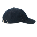 Cappellino da baseball ecologico in denim a 5 pannelli con chiusura a fibbia color blu scuro vue 2