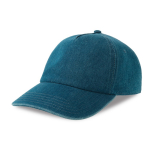 Cappellino da baseball ecologico in denim a 5 pannelli con chiusura a fibbia color blu alice