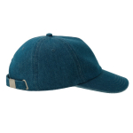 Cappellino da baseball ecologico in denim a 5 pannelli con chiusura a fibbia color blu alice vue 2