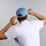 Cappellino da baseball ecologico in denim a 5 pannelli con chiusura a fibbia vue 3